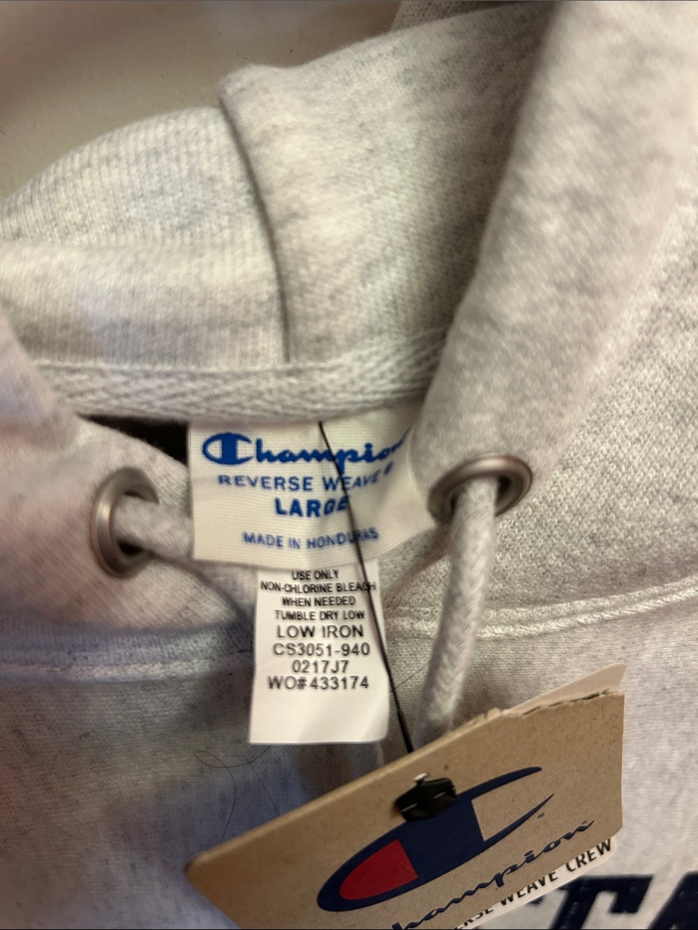Champion Penn State University Light Gray Hoodie with Navy Logo - Picture 3 of 5